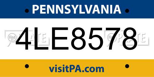 4LE8578 Pennsylvania License Plate