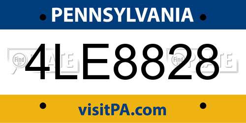 4LE8828 Pennsylvania License Plate