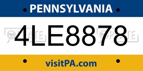 4LE8878 Pennsylvania License Plate