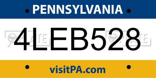 4LEB528 Pennsylvania License Plate