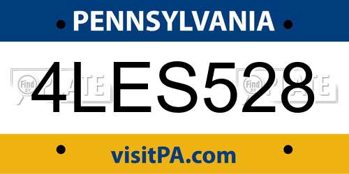 4LES528 Pennsylvania License Plate