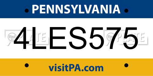 4LES575 Pennsylvania License Plate