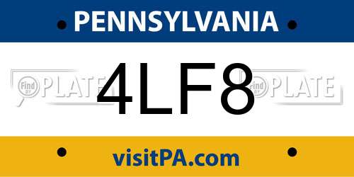4LF8 Pennsylvania License Plate
