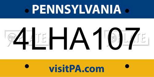 4LHA107 Pennsylvania License Plate