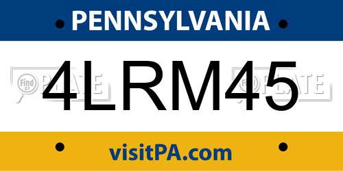 4LRM45 Pennsylvania License Plate