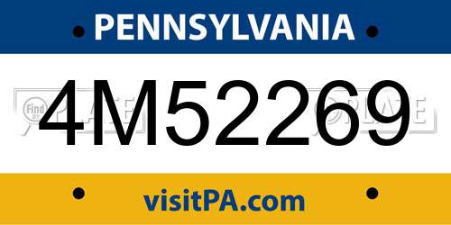 4M52269 Pennsylvania License Plate