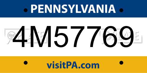 4M57769 Pennsylvania License Plate