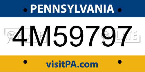 4M59797 Pennsylvania License Plate