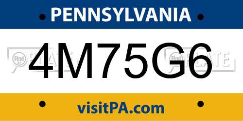 4M75G6 Pennsylvania License Plate