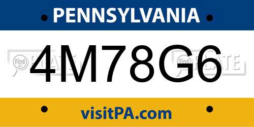 4M78G6 Pennsylvania License Plate