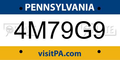 4M79G9 Pennsylvania License Plate