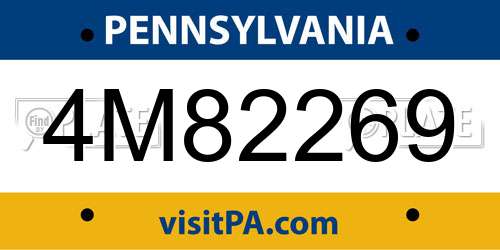 4M82269 Pennsylvania License Plate