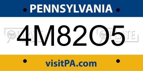 4M82O5 Pennsylvania License Plate
