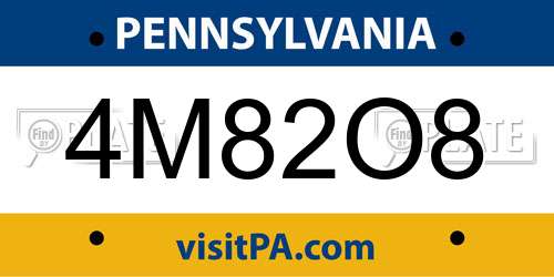 4M82O8 Pennsylvania License Plate