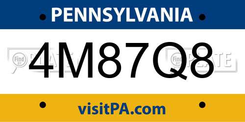 4M87Q8 Pennsylvania License Plate