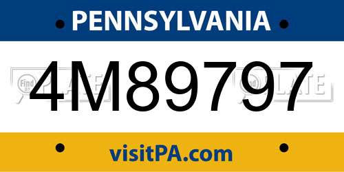 4M89797 Pennsylvania License Plate