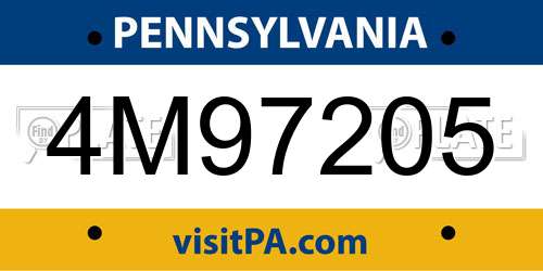 4M97205 Pennsylvania License Plate