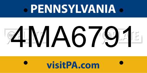 4MA6791 Pennsylvania License Plate