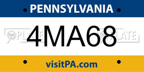 4MA68 Pennsylvania License Plate