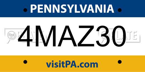 4MAZ30 Pennsylvania License Plate