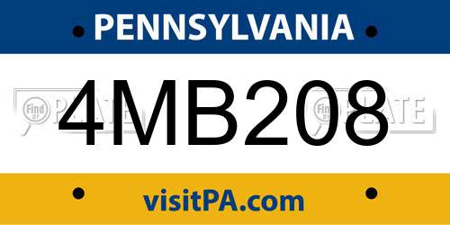 4MB208 Pennsylvania License Plate
