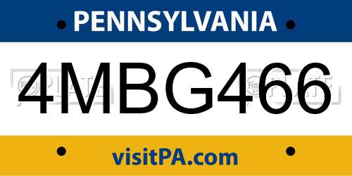 4MBG466 Pennsylvania License Plate