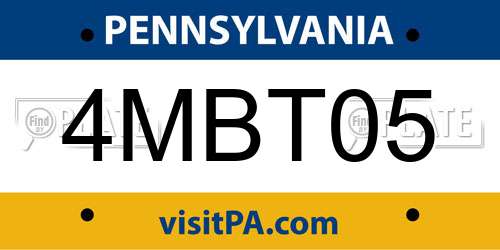 4MBT05 Pennsylvania License Plate