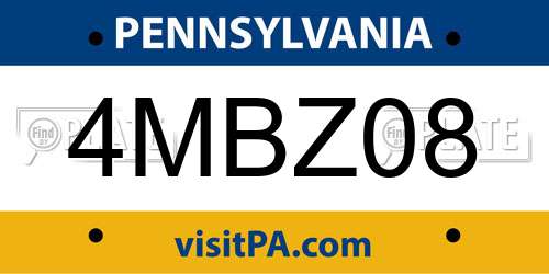4MBZ08 Pennsylvania License Plate