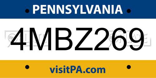 4MBZ269 Pennsylvania License Plate
