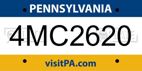 4MC2620 Pennsylvania License Plate
