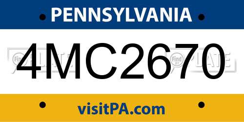 4MC2670 Pennsylvania License Plate