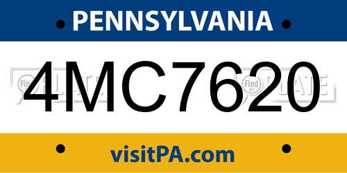 4MC7620 Pennsylvania License Plate