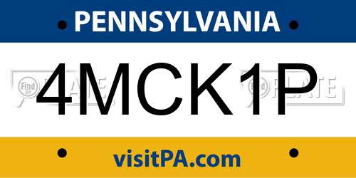 4MCK1P Pennsylvania License Plate