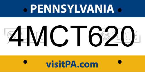 4MCT620 Pennsylvania License Plate