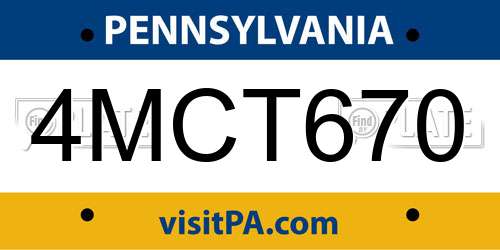 4MCT670 Pennsylvania License Plate