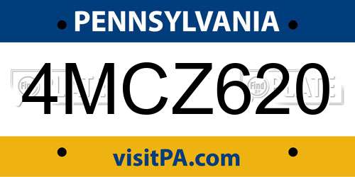4MCZ620 Pennsylvania License Plate