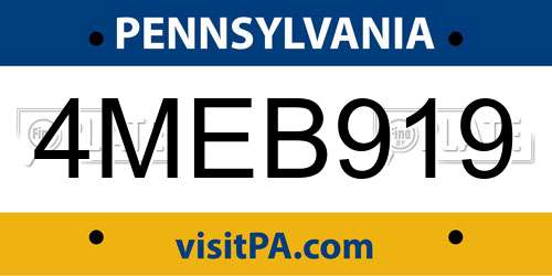 4MEB919 Pennsylvania License Plate