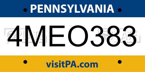 4MEO383 Pennsylvania License Plate