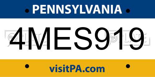 4MES919 Pennsylvania License Plate