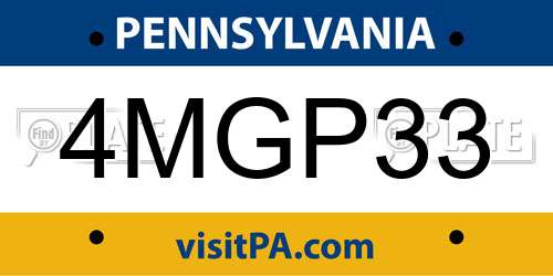 4MGP33 Pennsylvania License Plate