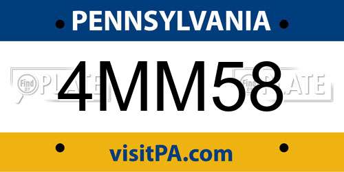 4MM58 Pennsylvania License Plate