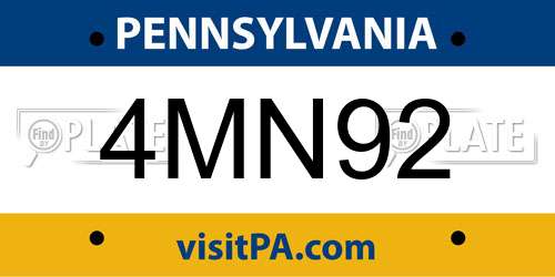 4MN92 Pennsylvania License Plate