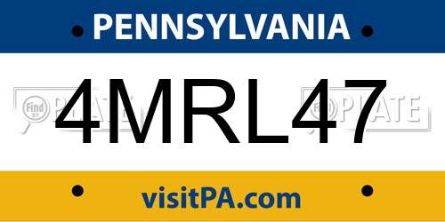 4MRL47 Pennsylvania License Plate