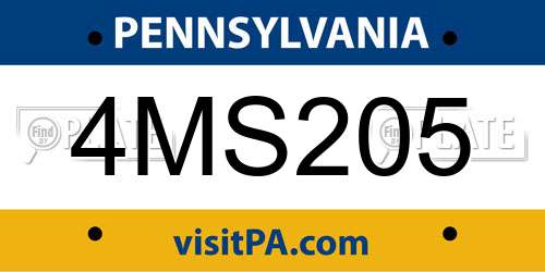 4MS205 Pennsylvania License Plate