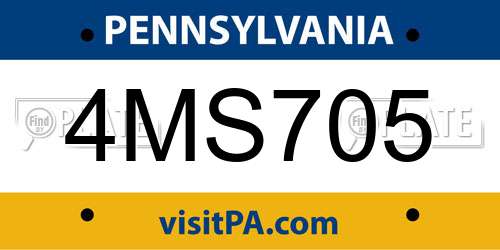 4MS705 Pennsylvania License Plate