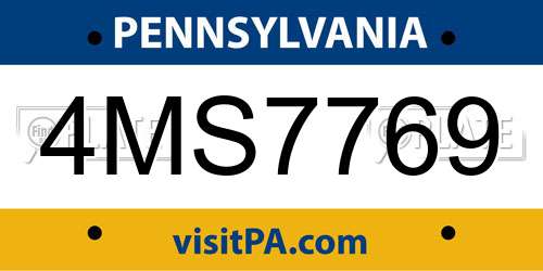 4MS7769 Pennsylvania License Plate