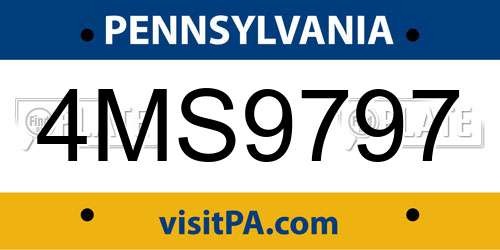 4MS9797 Pennsylvania License Plate
