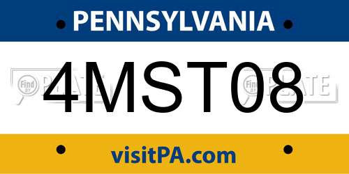 4MST08 Pennsylvania License Plate