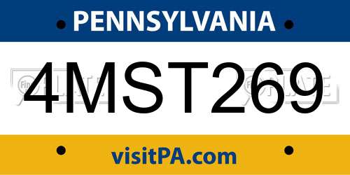 4MST269 Pennsylvania License Plate