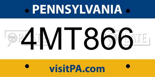 4MT866 Pennsylvania License Plate